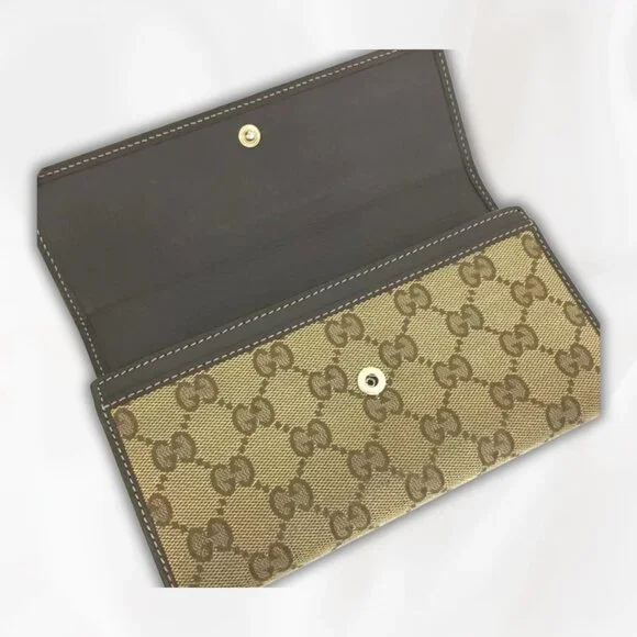 GUCCI LOVELY HEART GG LOGO CANVAS LEATHER LONG BIFOLD WALLET - Picture 2 of 6